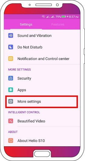 Scroll down and click on More Settings