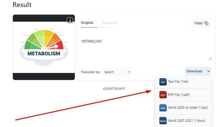 Select Output Format