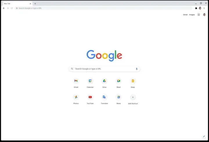 Google Chrome homepage