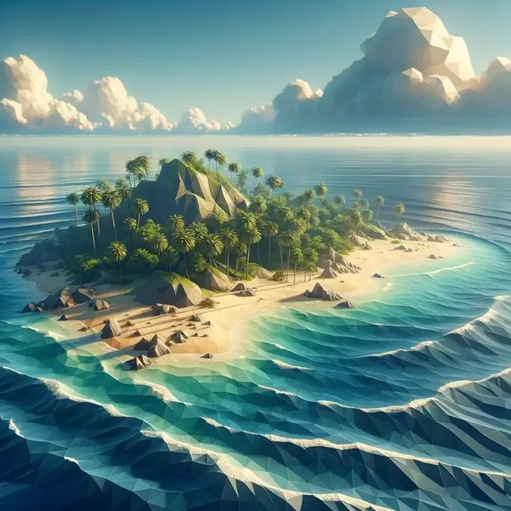 photorealistic low poly island