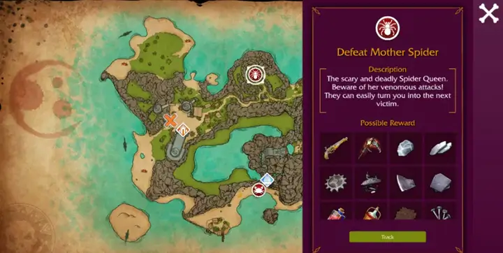 Pirate map with tasks and challanges for game