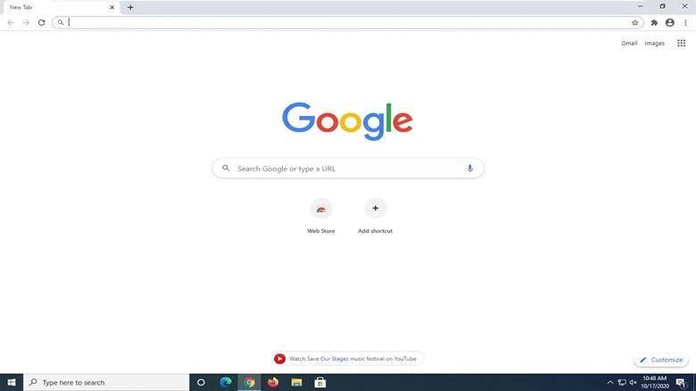 Google Chrome homepage
