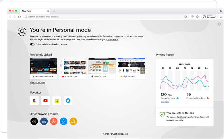 Ulaa Personal Mode