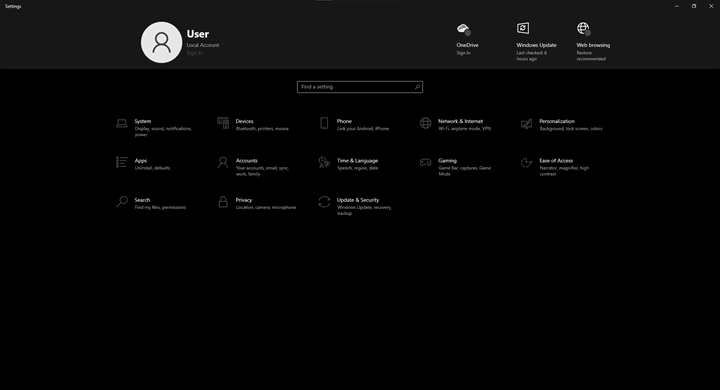 Windows 10 Settings