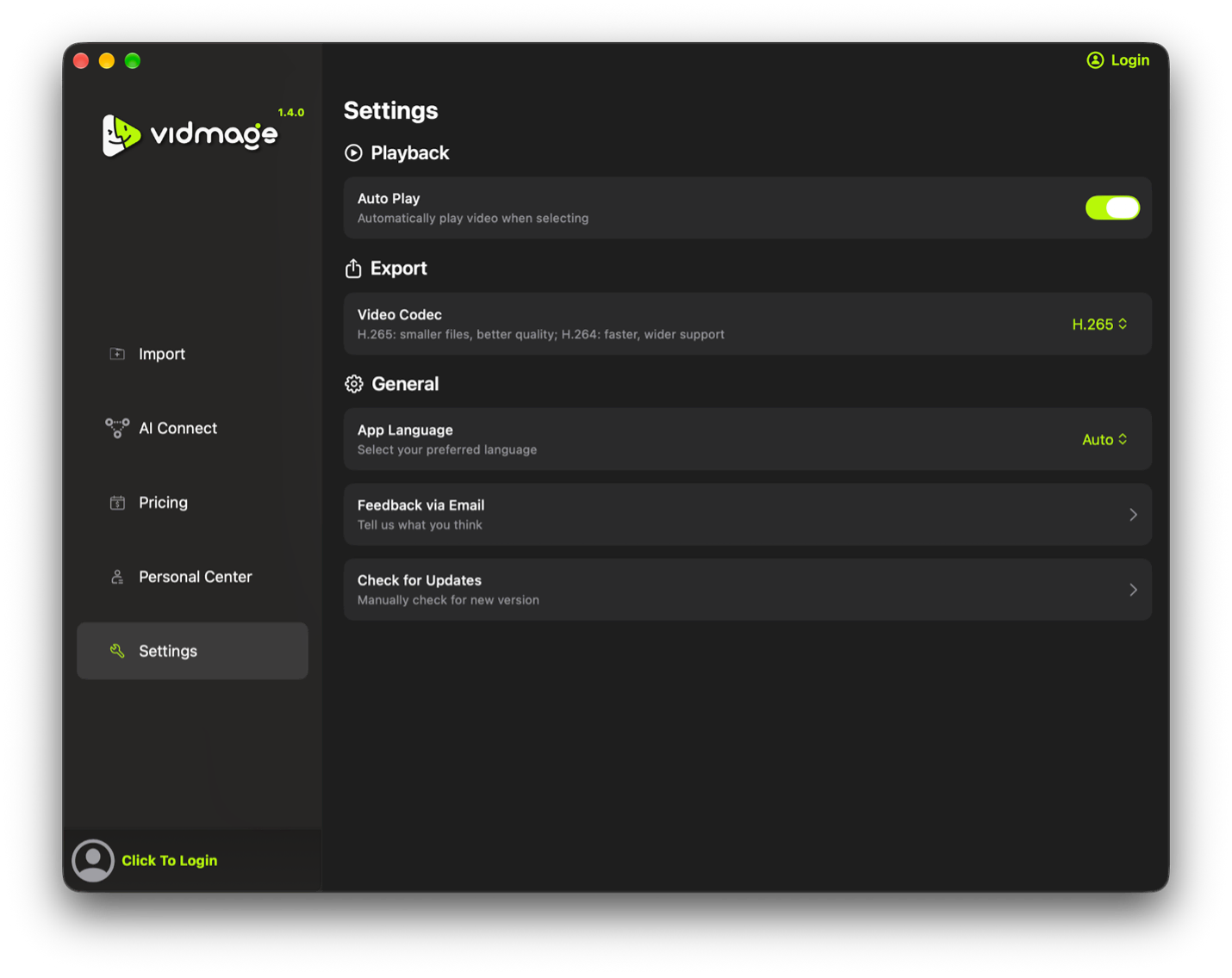 VidMage Settings