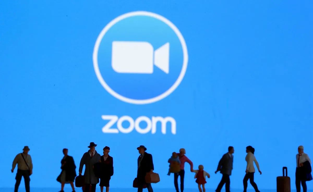 Background of ZOOM app with busy corporate personnel