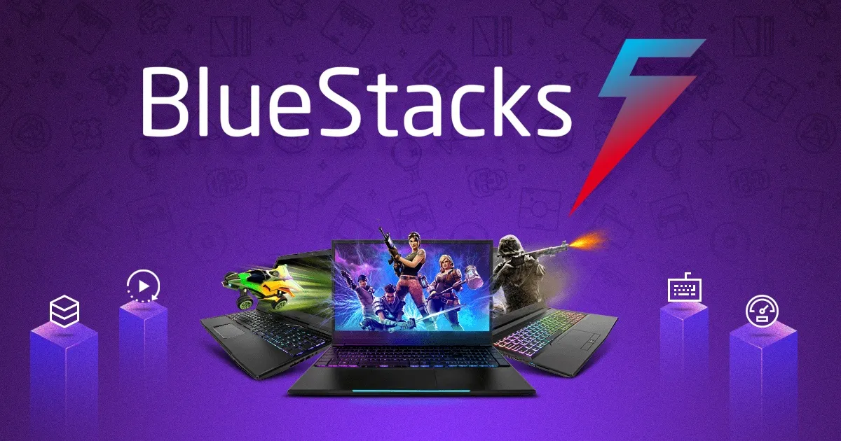 BlueStacks Android emulator running mobile games on a Windows PC with keyboard controls