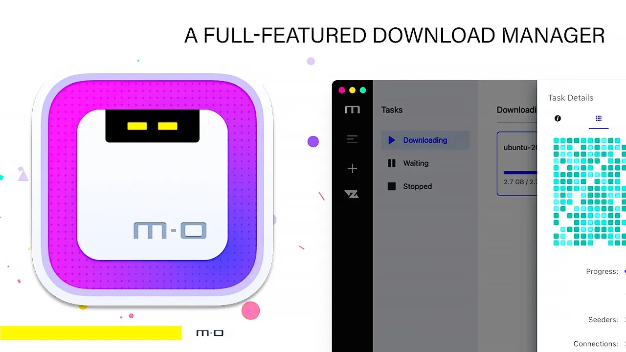 Motrix download manager displaying clean interface with active file downloads