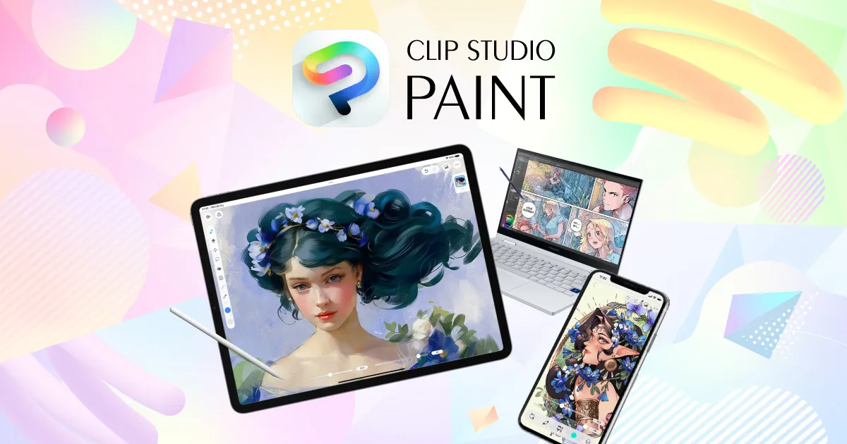 Clip Studio Paint interface displaying digital drawing tools and comic illustration artwork