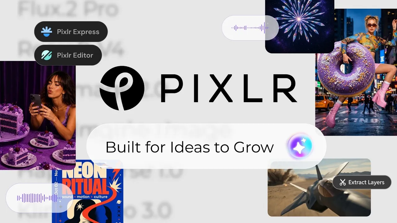 Pixlr online photo editor showing an image with browser-based editing and AI tools
