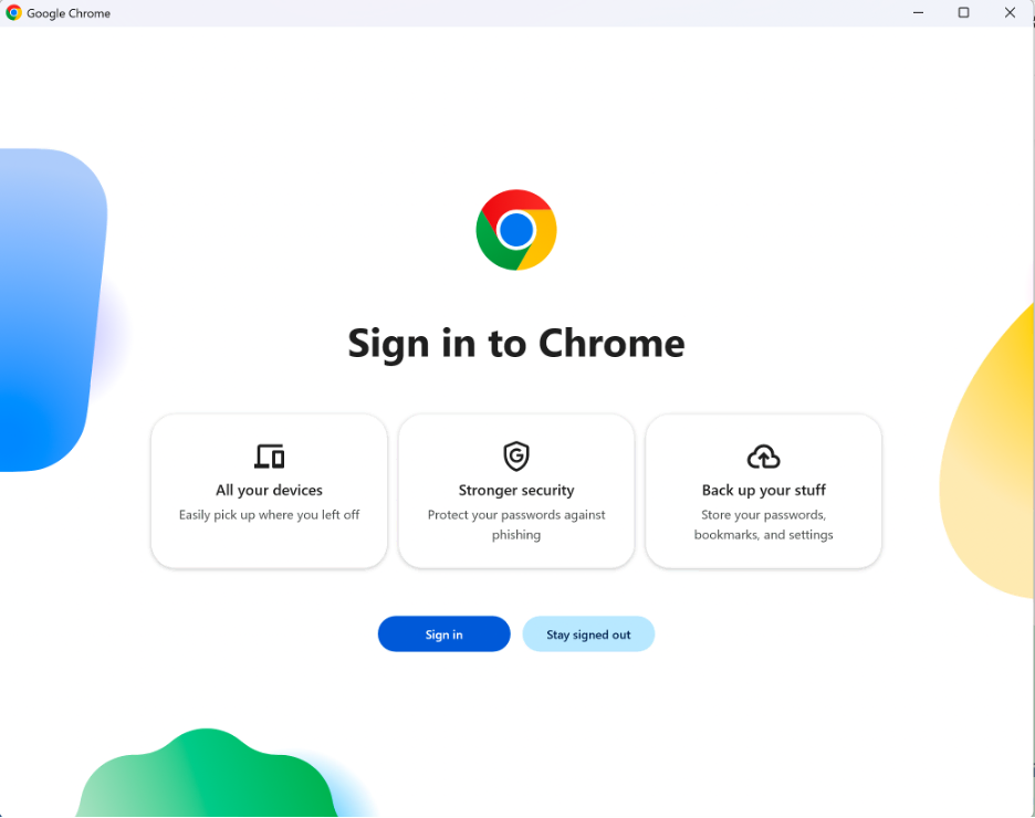 Google Chrome Sign in Interface for sync