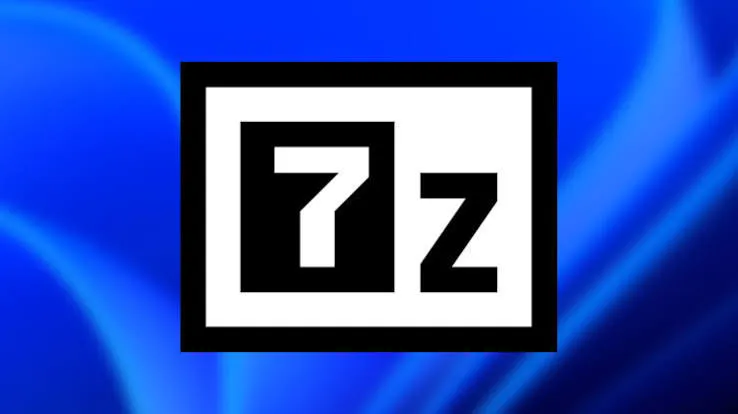 Official 7-Zip logo on a branded background